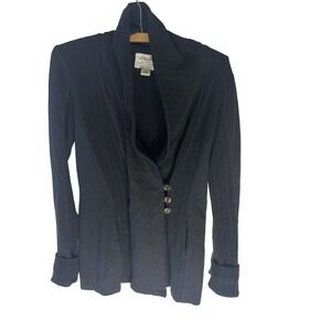 Vtg Y2K Lucky Lotus S Black Fitted Cardigan Sweater Tailored Clean Girl Preppy